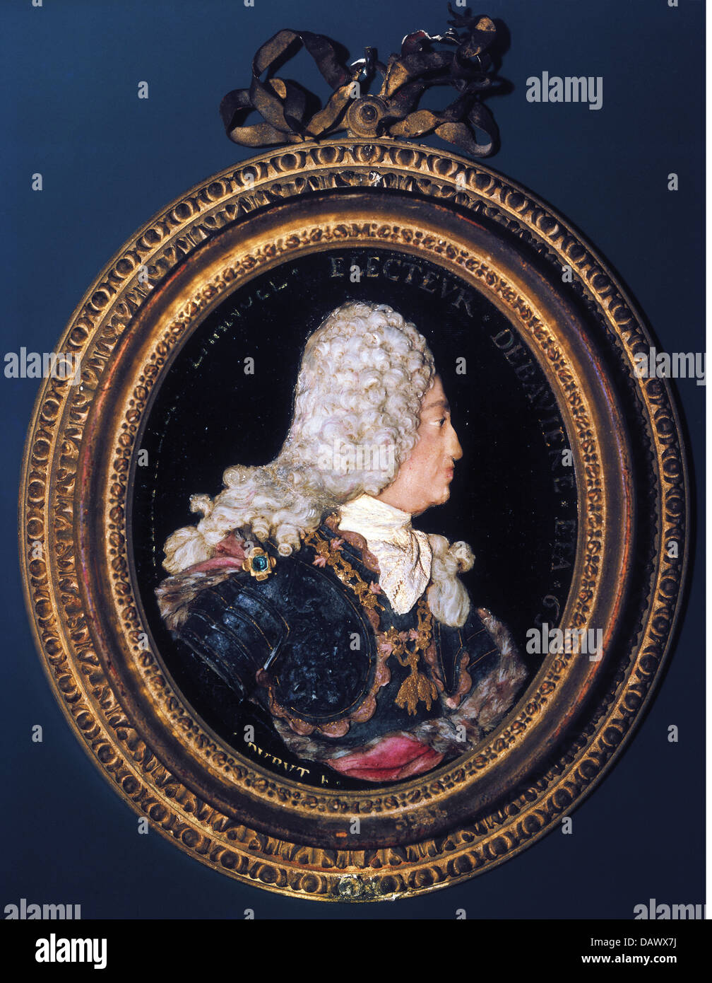 Maximilian II Emanuel , 11.7.1662 - 26.2.1726, el príncipe elector de Baviera 26.5.1679 - 26.2.1726, retrato, medallón, relevación de cera por Charles Claude Dubut, Munich, 1725, , Foto de stock