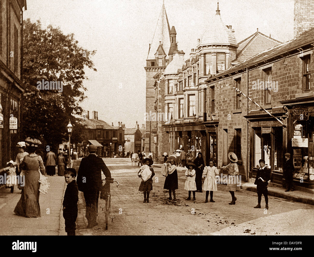 Pudsey Church Lane 1900 Foto de stock