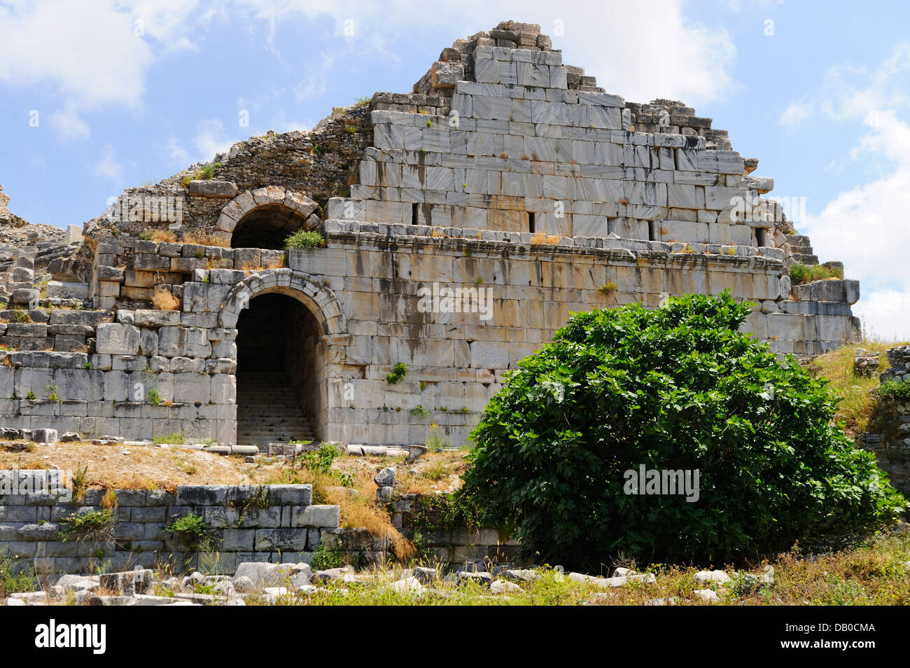 Las ruinas del teatro romano en Mileto, Costa del Mar Egeo, Turquía Foto de stock