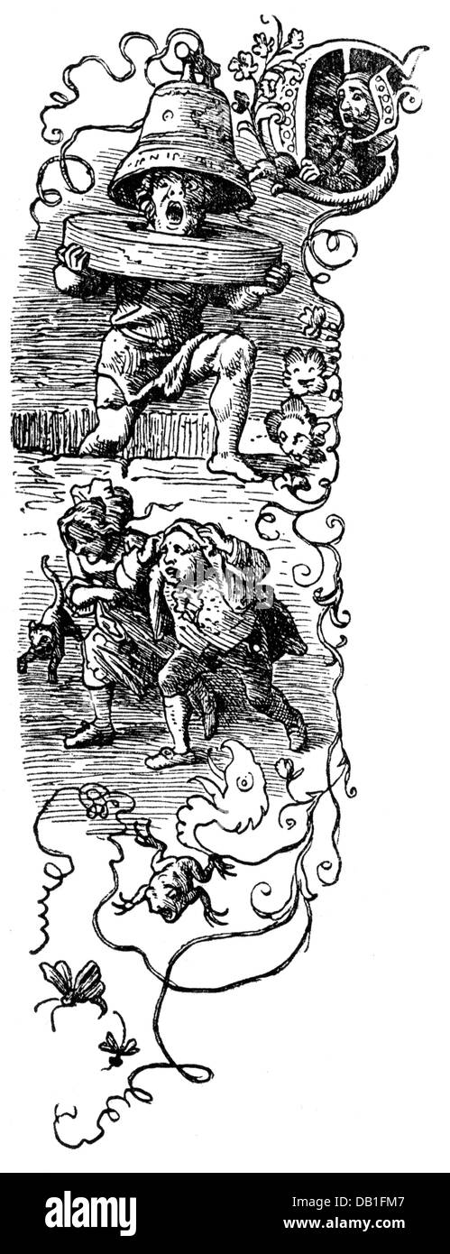  Literatura, cuento de hadas, hermanos Grimm, el joven Gigante, dibujo de Eugen Napoleón Neureuther (