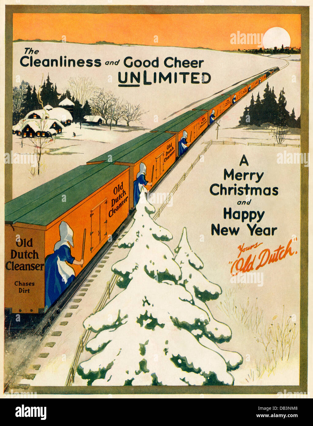 Navidad publicidad para Old Dutch limpiador, 1916. Ilustración de semitono de color Foto de stock