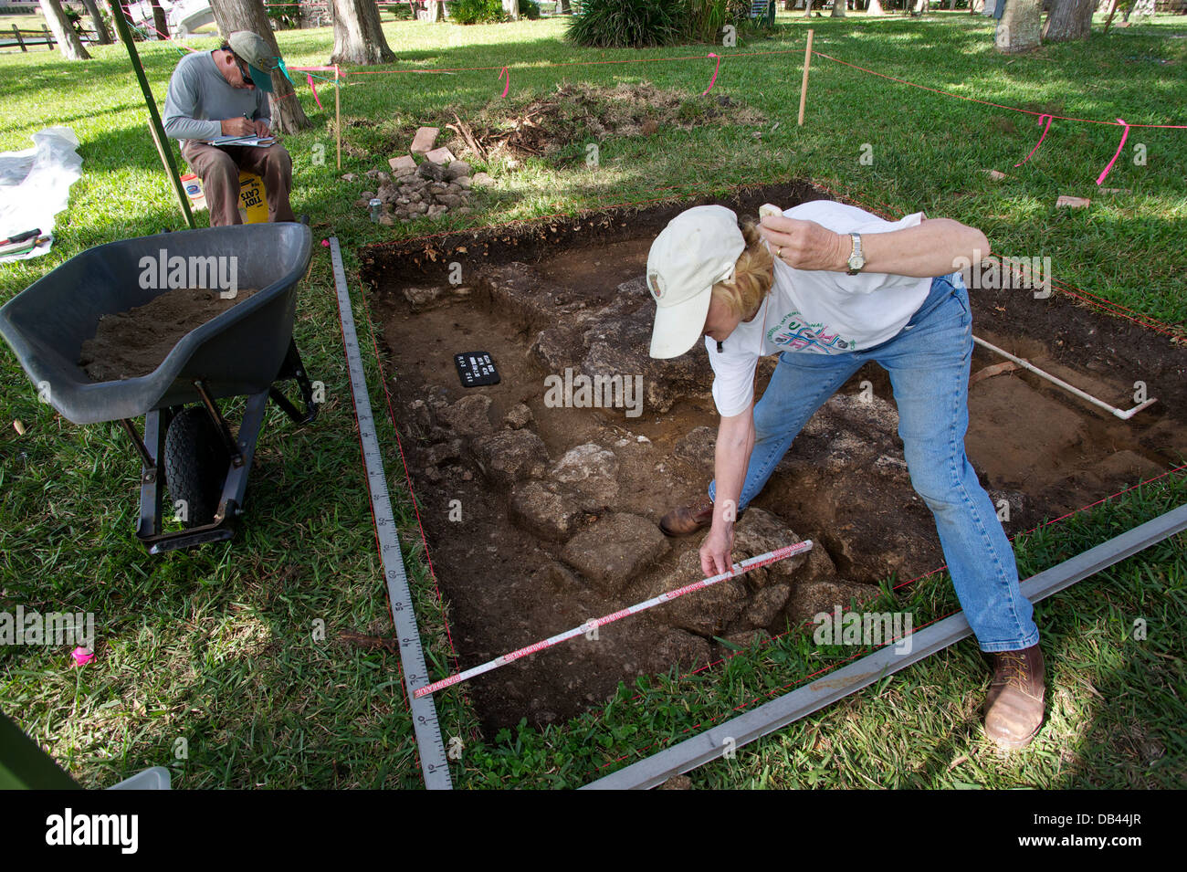 La excavación arqueológica, San Agustín, Florida, EE.UU. Foto de stock