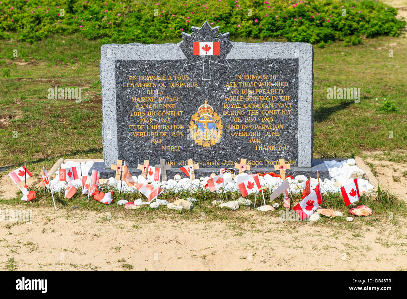 Desembarco en Normandía, el ejército canadiense Memorial en Juno Beach, Francia Foto de stock