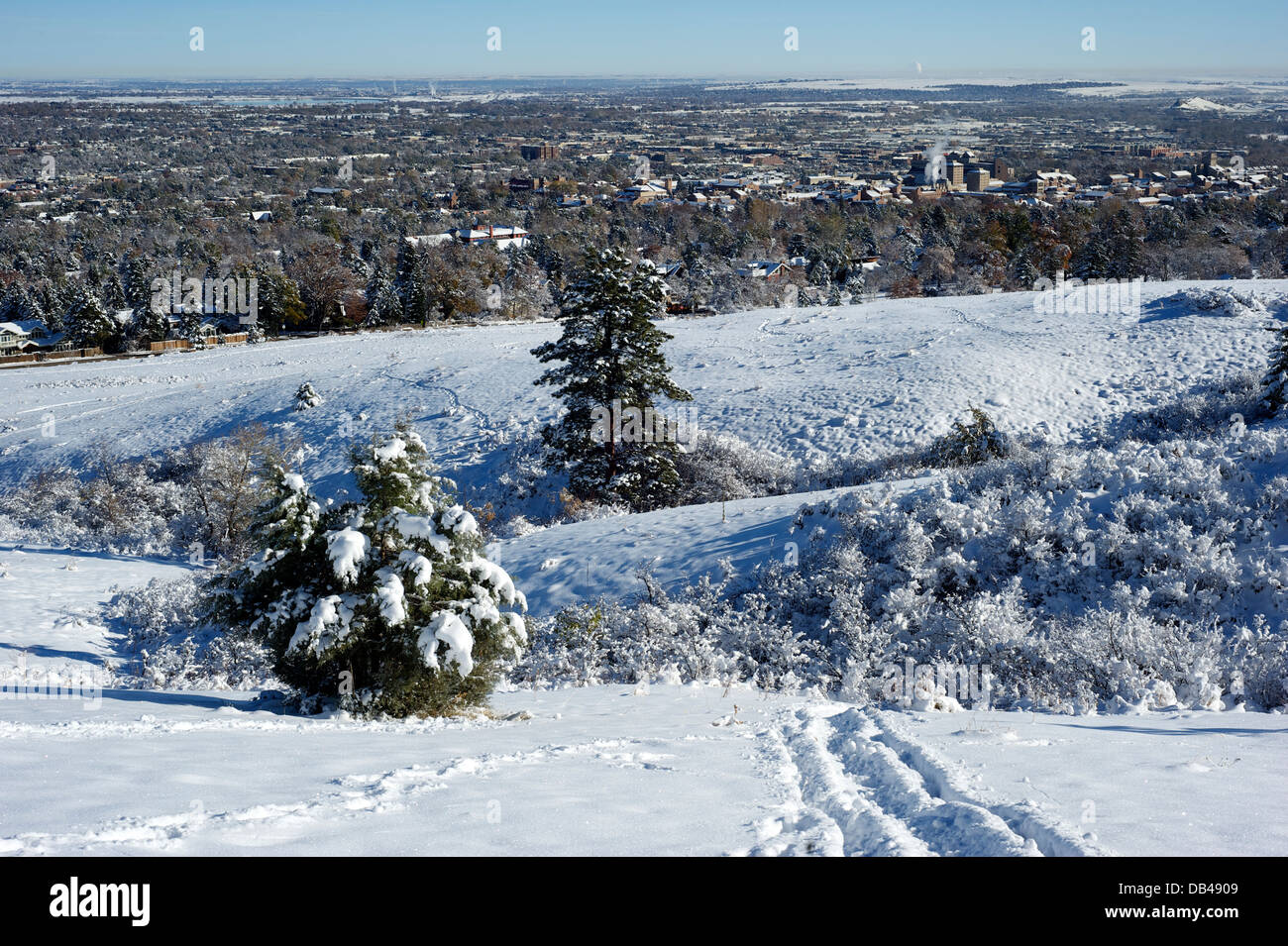 Vista de Boulder, Colorado, EE.UU. Foto de stock