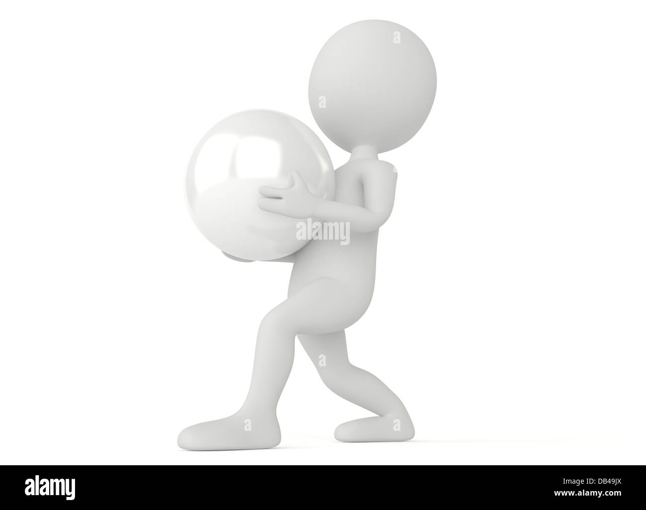 3d de carácter humanoide sosteniendo una esfera en blanco Fotografía de
