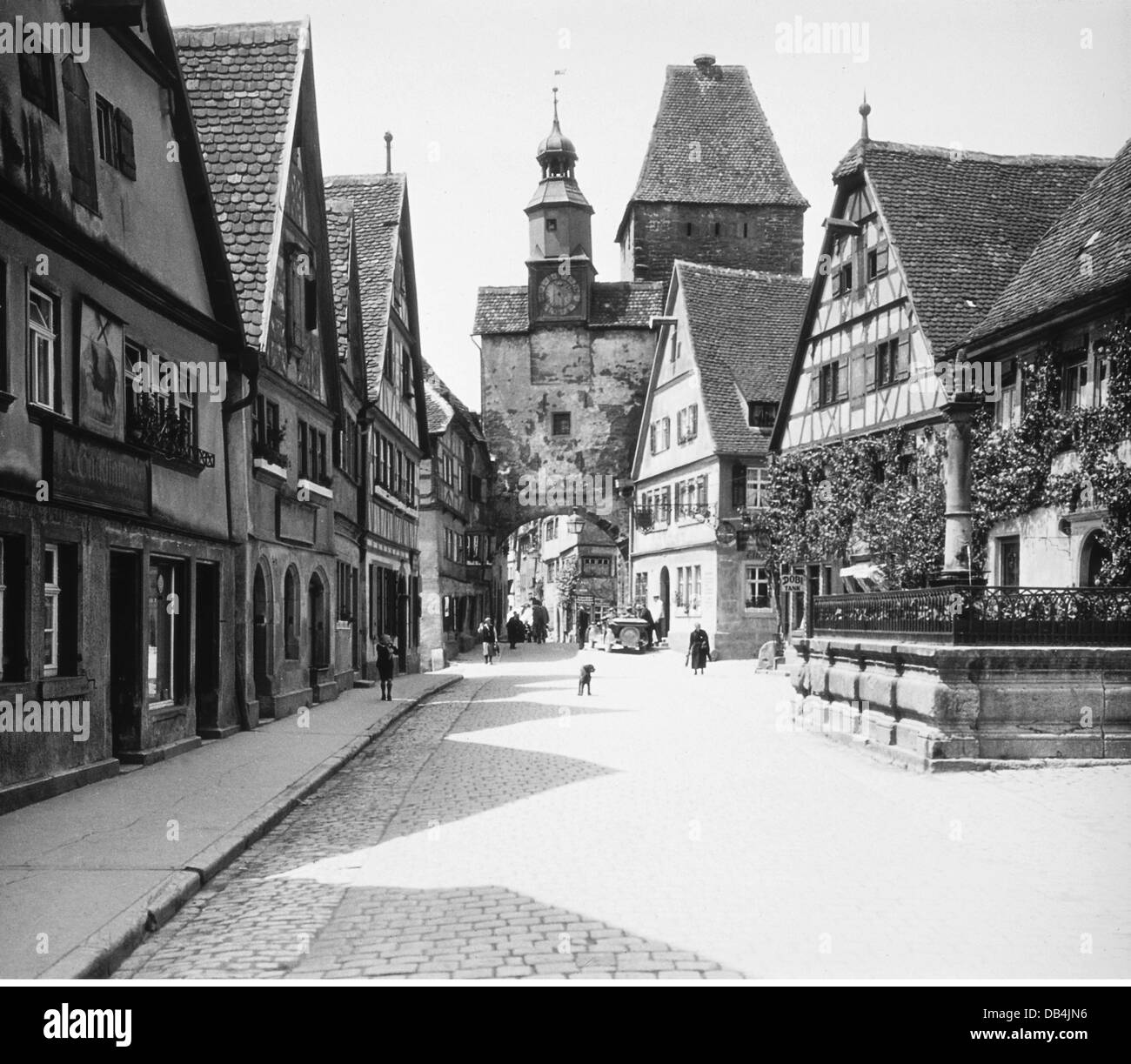 Geografía / viajes, Alemania, Rothenburg ob der Tauber, casco antiguo, Markusturm, junio de 1927, Derechos adicionales-Clearences-no disponible Foto de stock