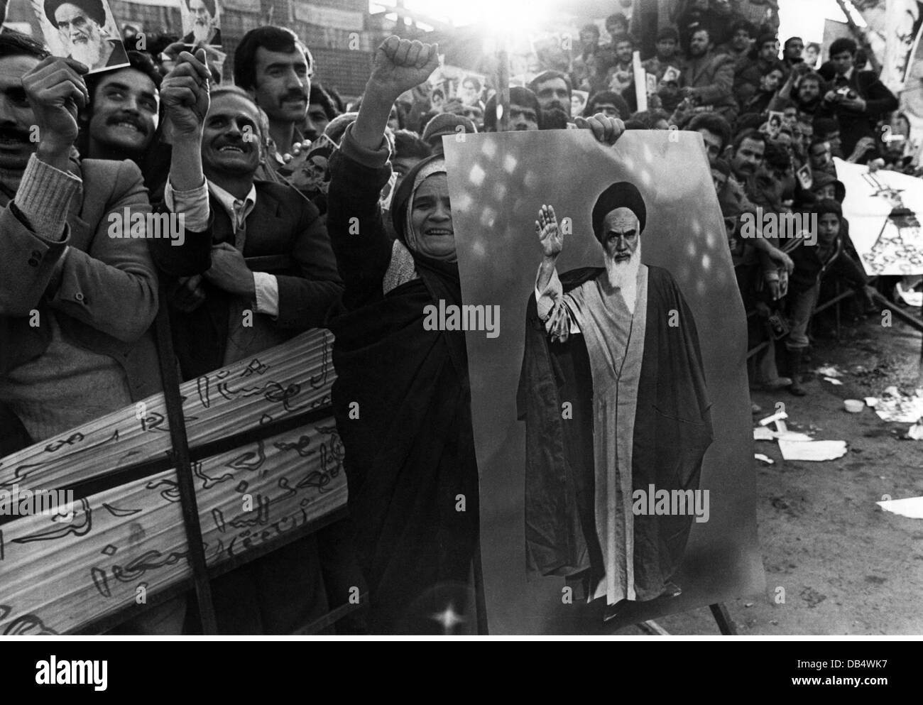 Política, manifestaciones, seguidores del ayatolá Ruhollah Khomeini, Irán, alrededor de 1979, Derechos adicionales-Clearencias-no disponible Foto de stock