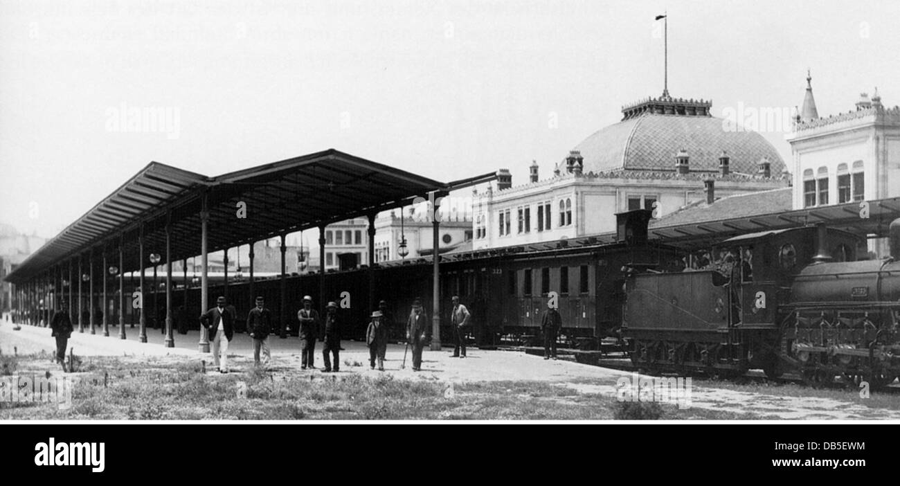 Transporte / transporte, ferrocarril, estaciones de tren, Constantinopla (Estambul), estación principal (Orient Train Station), alrededor de 1900, Derechos adicionales-Clearences-no disponible Foto de stock