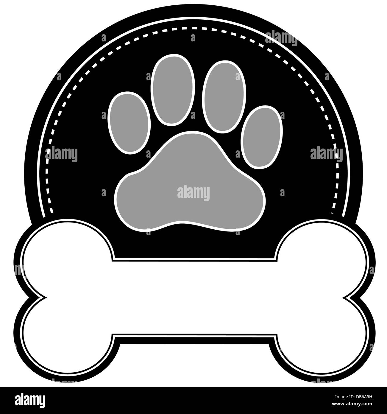 Una huella de pata de perro y hueso de perro con espacio para texto en un  diseño circular Fotografía de stock - Alamy