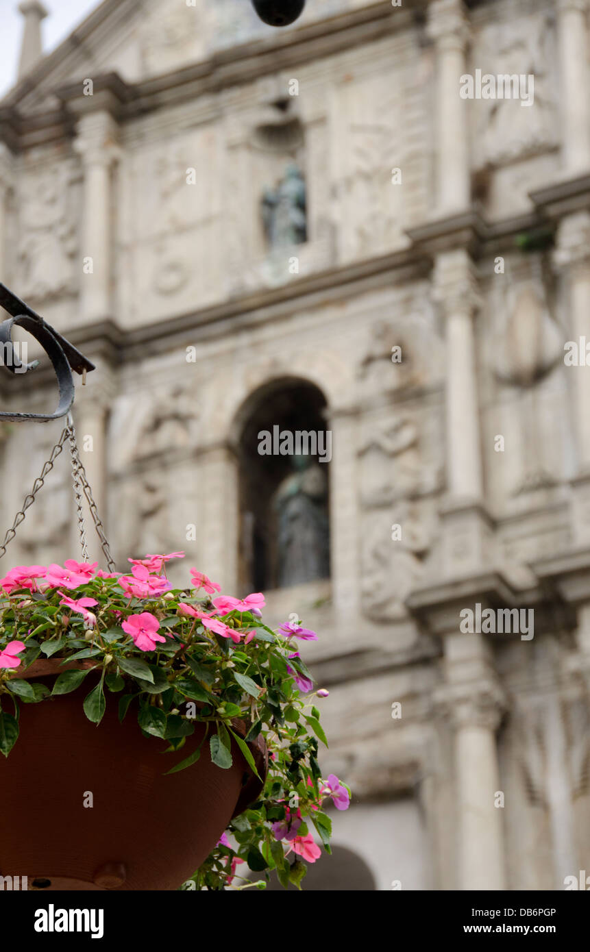 China, Macao. Centro histórico de Macao, la UNESCO. Ruinas del siglo XVII de la fachada de la iglesia de San Pablo. Foto de stock