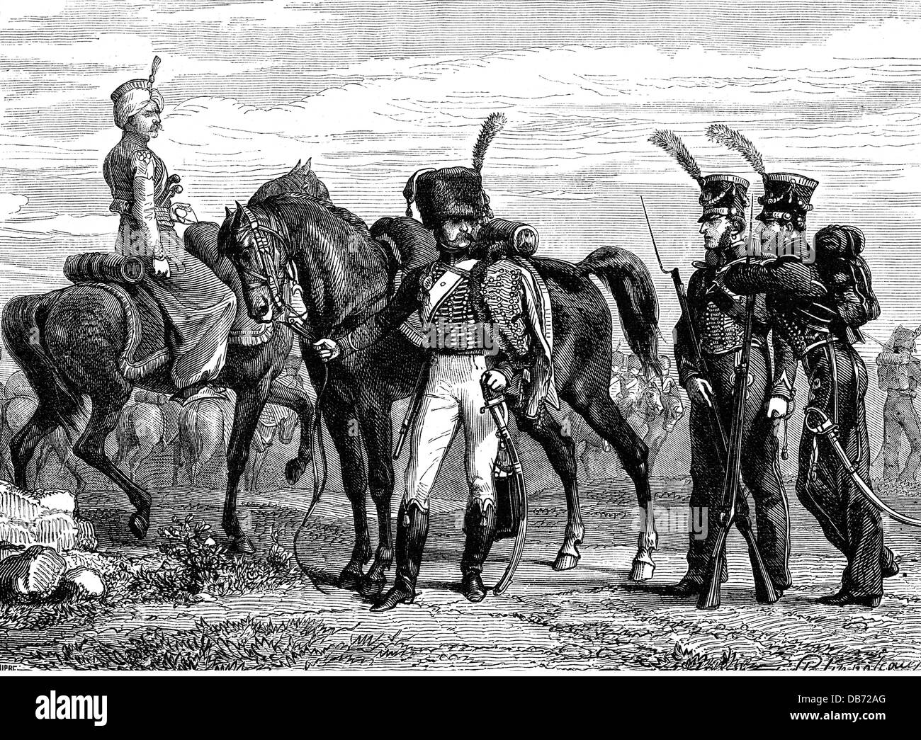 Militar, Francia, Guardia Imperial, mameluk, casseur de caballos y marines, alrededor de 1810, Derechos adicionales-Clearences-no disponible Foto de stock