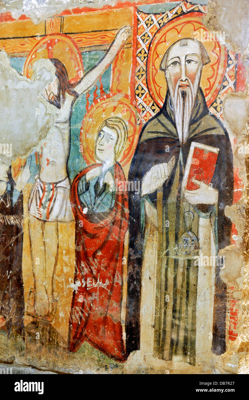 Los frescos de estilo bizantino, la Cripta de San Casto, siglo IV, la Catedral de Trivento Foto de stock