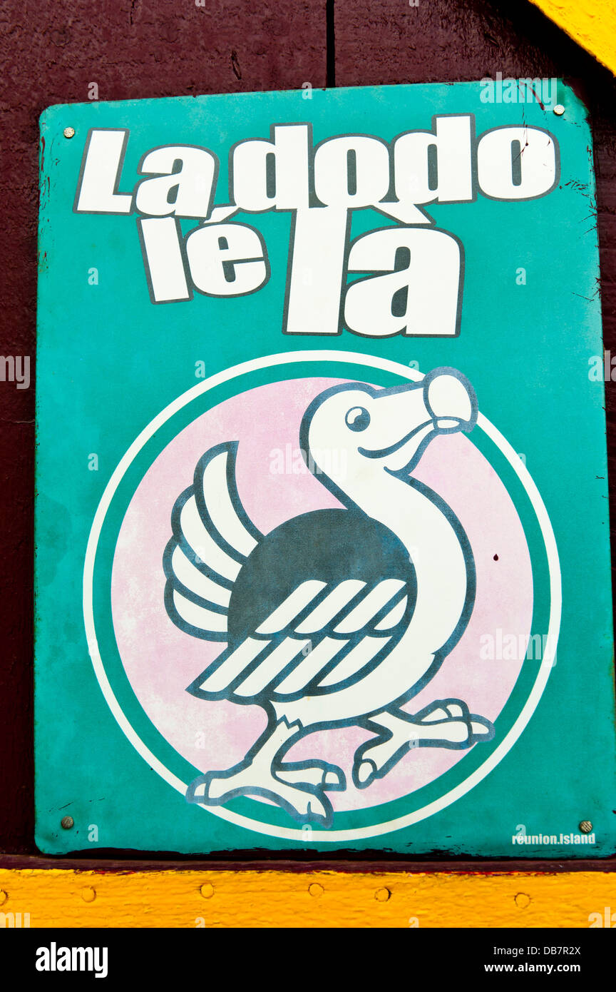 Un cartel publicitario para una marca de cerveza con la inscripción "La dodo lé là' Foto de stock