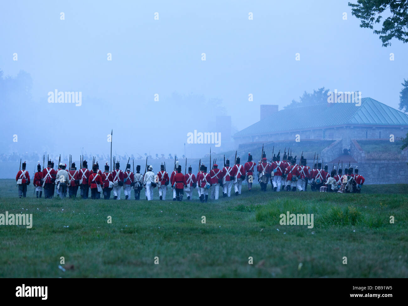 Ontario,Canadá,Fort Erie,Old Fort Erie, Guerra de 1812 re-promulgación del asedio de Fort Erie Foto de stock