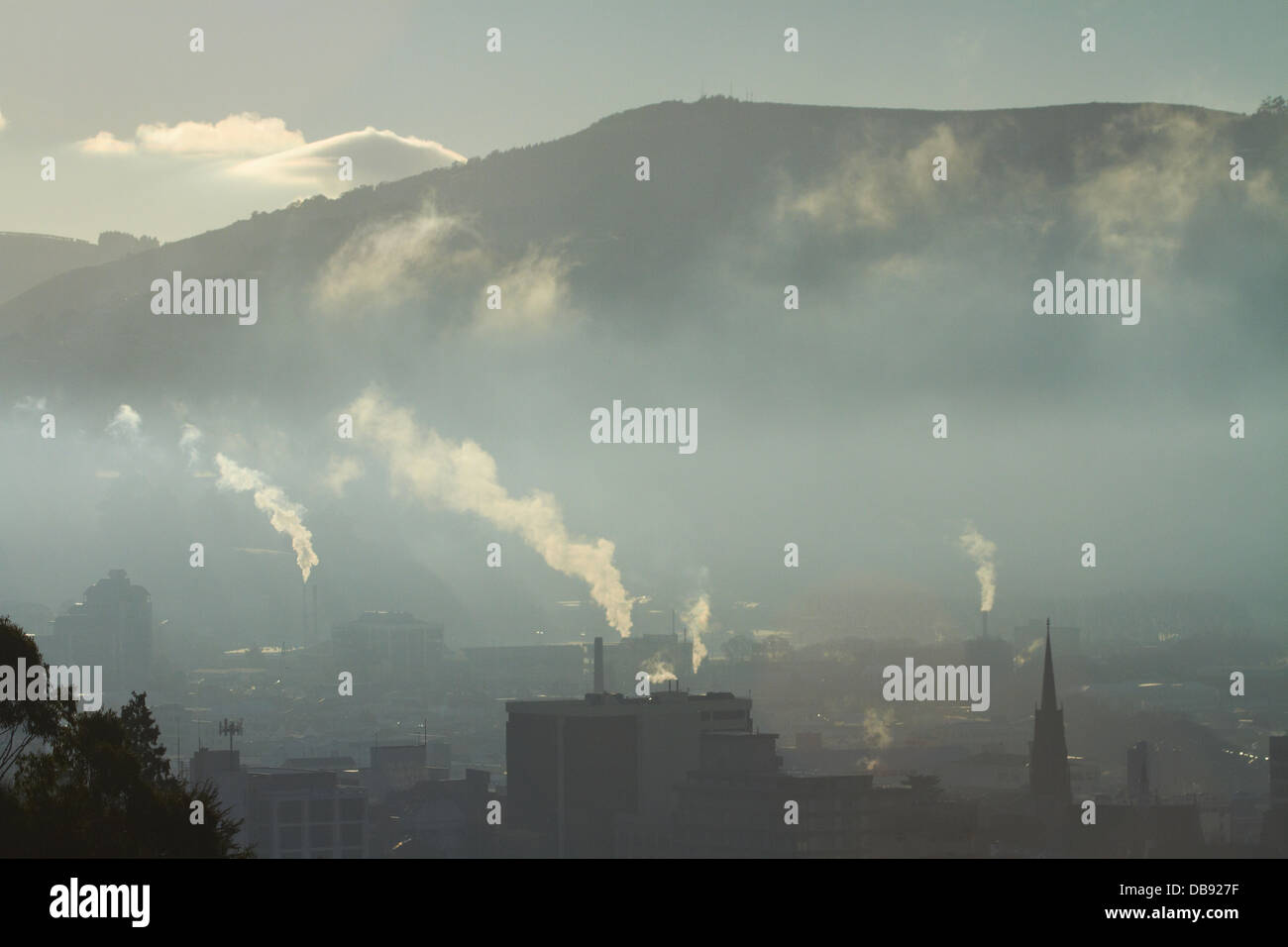 La contaminación del aire, Dunedin (Isla del Sur, Nueva Zelanda Foto de stock