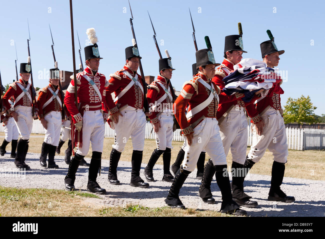 Ontario,Canadá,Niagara-on-the-Lake, Parque Nacional Histórico de Fort George, Guerra de 1812 re-enactors, tropas británicas Foto de stock