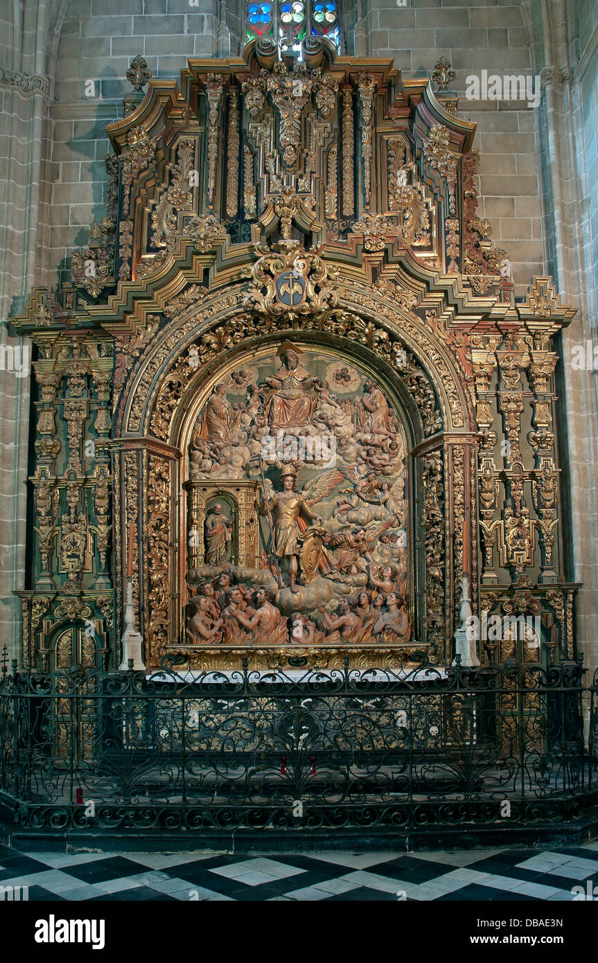 Iglesia de San Miguel, Las Animas Altar del siglo xvii, Jerez de la Frontera, provincia de Cádiz, región de Andalucía, España, Europa Foto de stock
