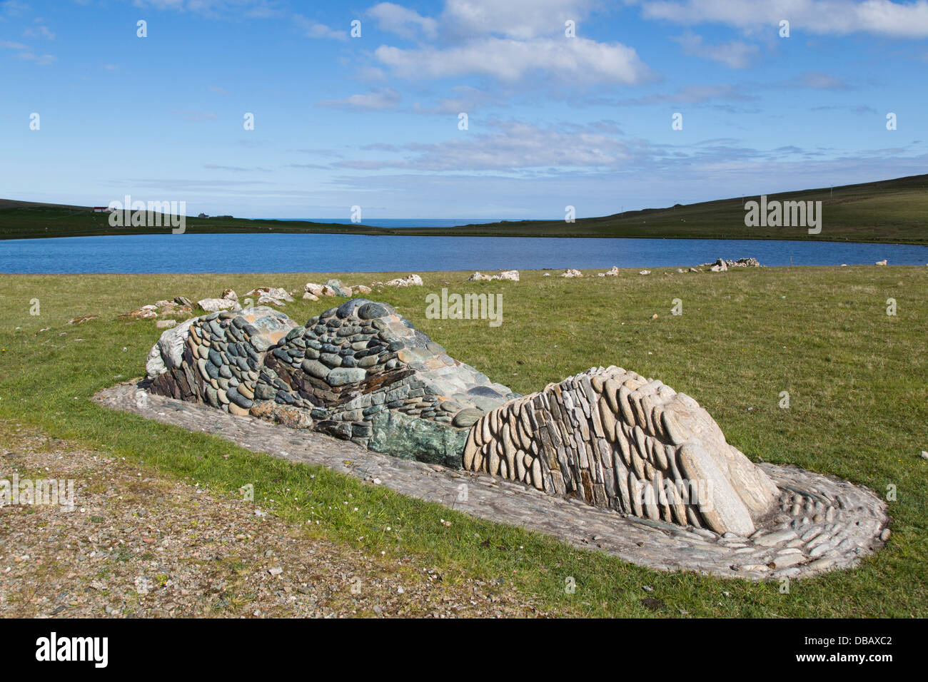 Loch Funzie Fetlar; geología; exposición; Shetland; UK Foto de stock