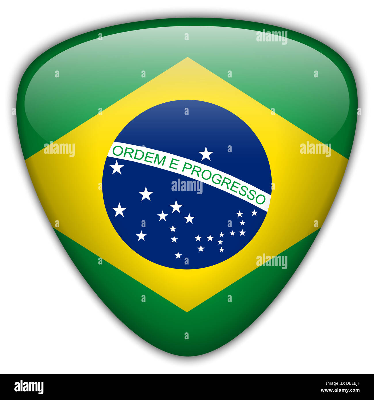 Botón brillante de la bandera de brasil icono redondo del vector