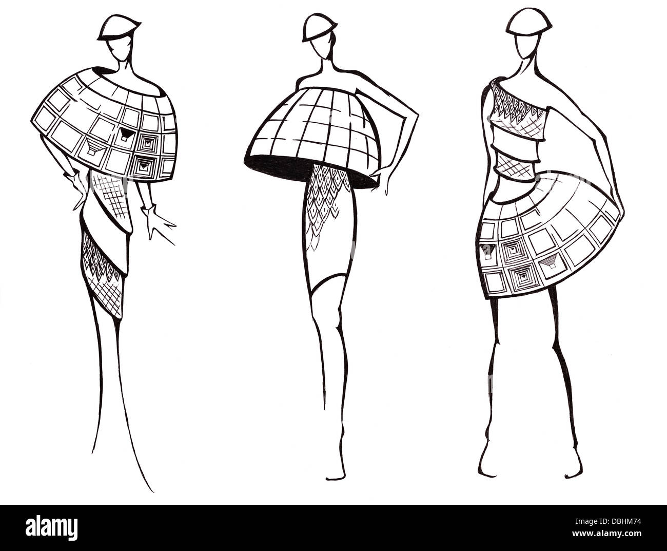 Boceto de moda - diseño de vestidos de modelo basado en la cúpula de  arquitectura Fotografía de stock - Alamy