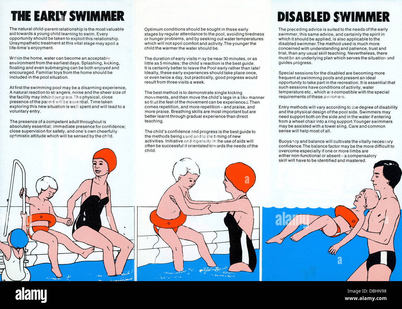 ASA DE LA ASOCIACIÓN Amateur de Natación las consignas de seguridad, publicado por probablemente Bovril 1960 El nadador precoz Foto de stock