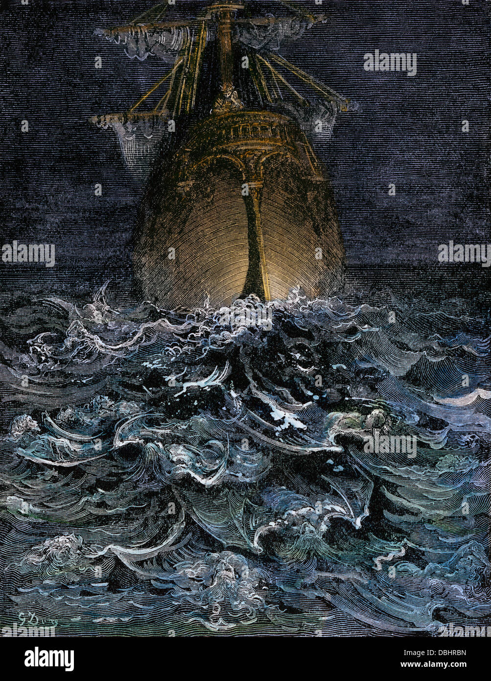 Coleridge es "Ancient Mariner" ilustración, "miré el mar pudriéndose