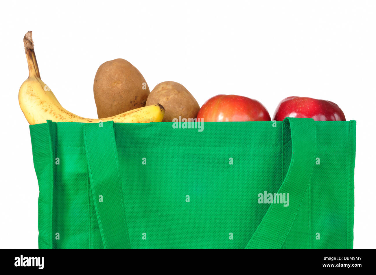 De compras con bolsas de la compra de frutas y hortalizas Foto de stock