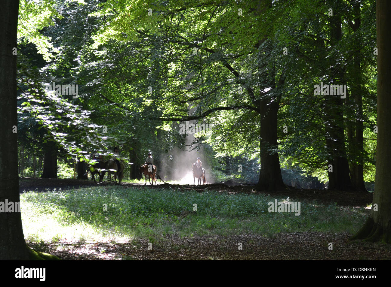 Los jinetes, Forest Park, el jardín de ciervo Klampenborg, cerca de Copenhague, Dinamarca. Foto de stock