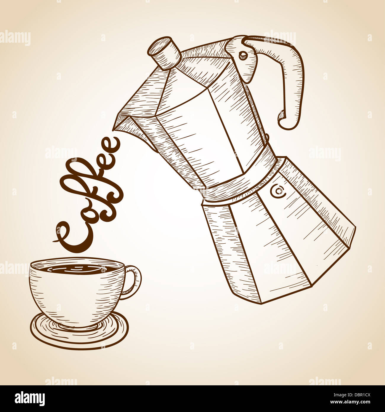 Vintage cup y jarra de café que sirve de ilustración de texto. Esta  ilustración vectorial se superpone a una fácil manipulación y coloración  personalizada Fotografía de stock - Alamy