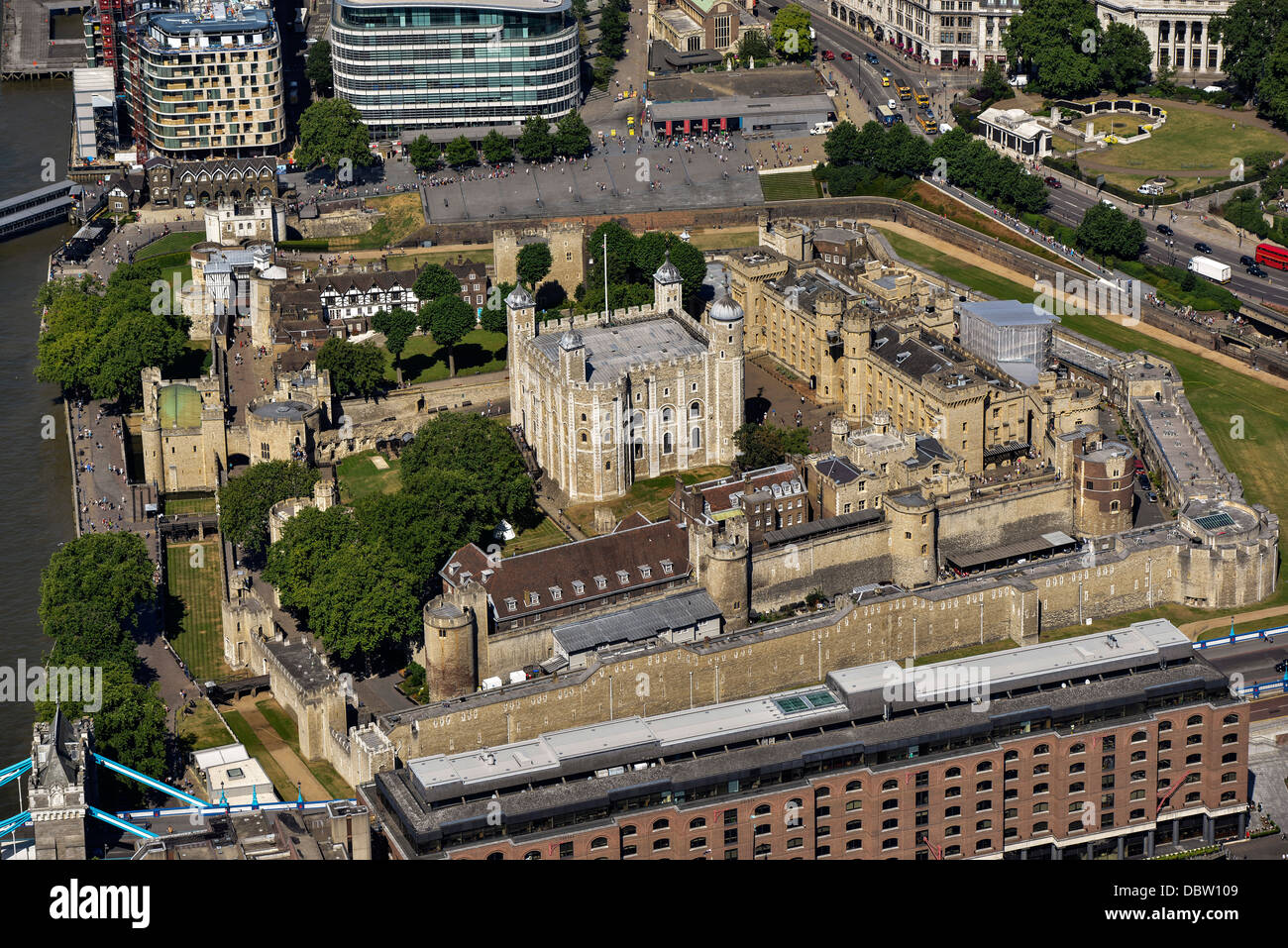 Fotografía aérea de la Torre de Londres. Foto de stock