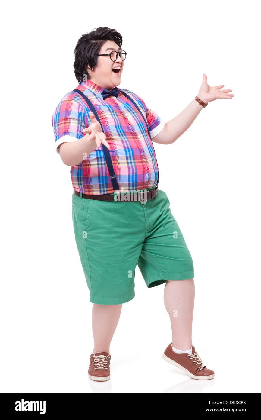Complacer hambruna Cuota de admisión Moda hombre gordo riendo con emoción Fotografía de stock - Alamy