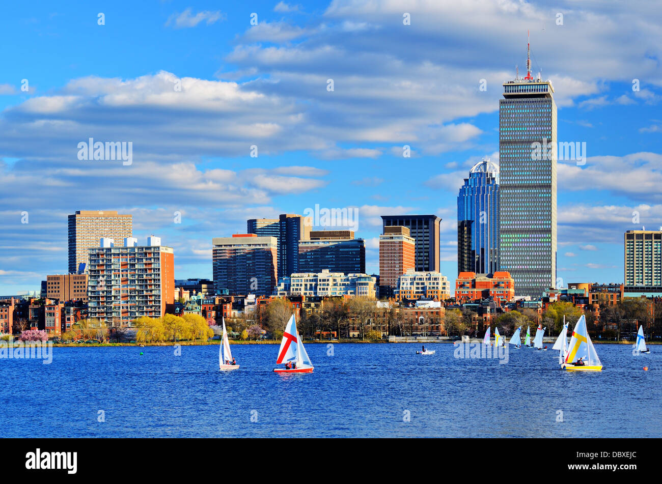 Boston, Massachusetts Skyline en distrito de Back Bay. Foto de stock