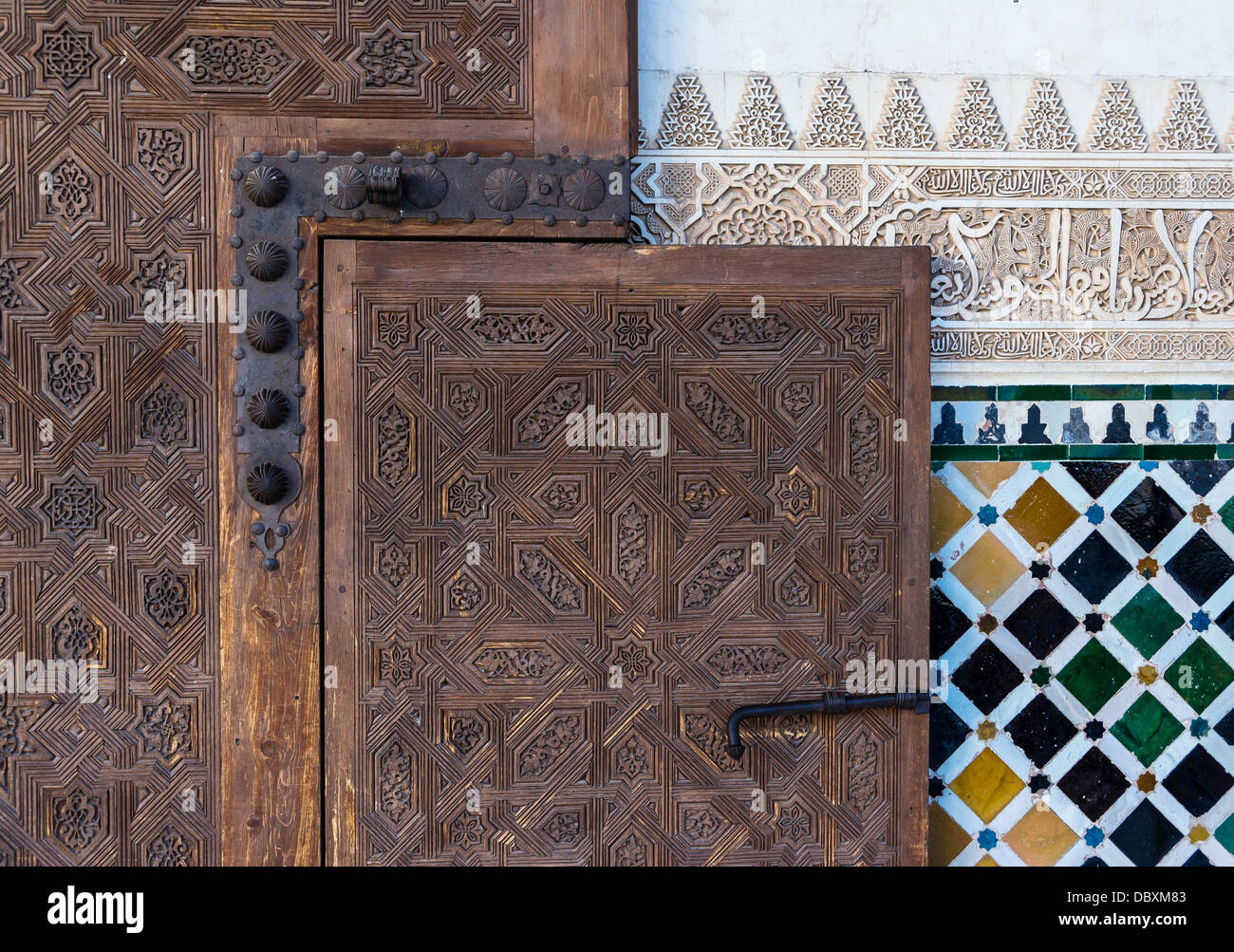 Elementos de decoración árabe, la Alhambra, Granada, España. Foto de stock