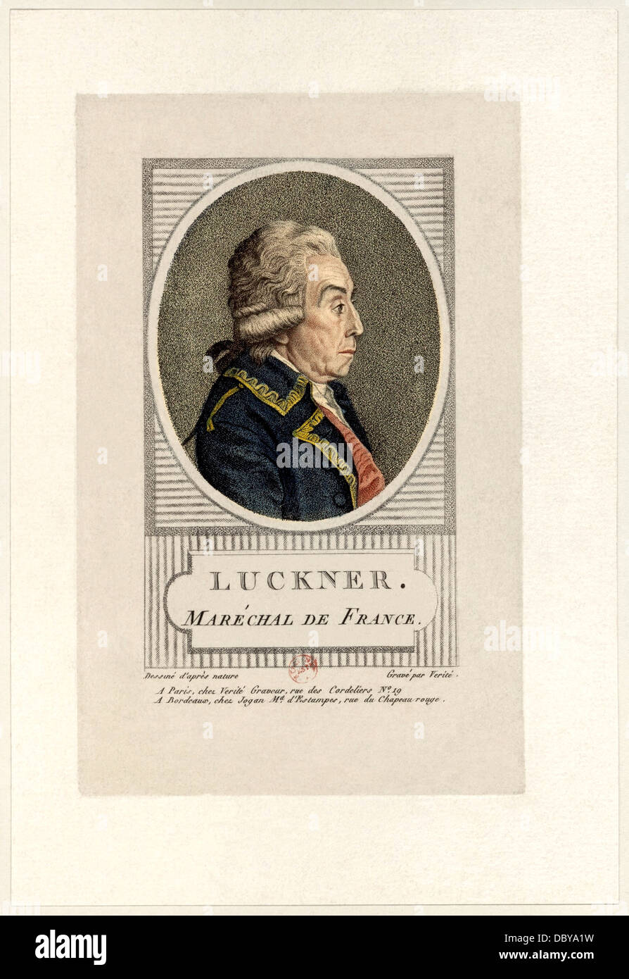 Nicolás Luckner (1722 - 1794), Mariscal de Francia. Foto de stock