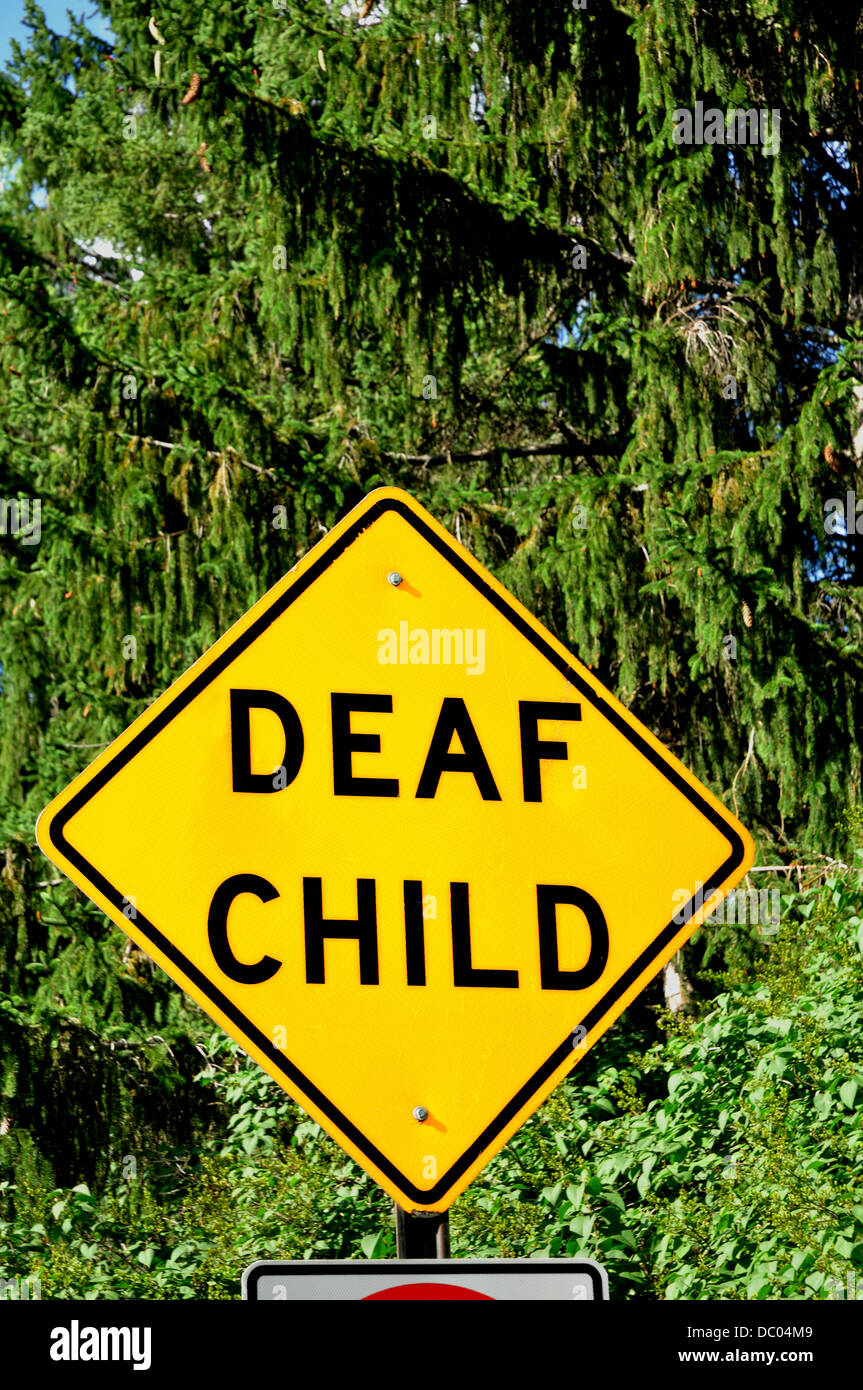 Signo de niño sordo Foto de stock