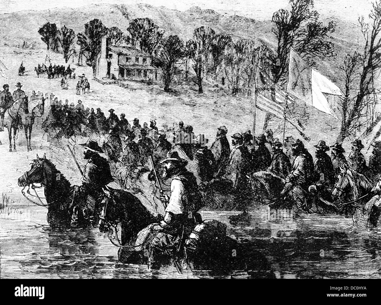 1800 1860 SEPTIEMBRE 1864 GENERAL PHIL SHERIDAN CABALLERÍA FISHER'S HILL VIRGINIA comenzó la quema de tierra arrasada Shenandoah Valley Foto de stock