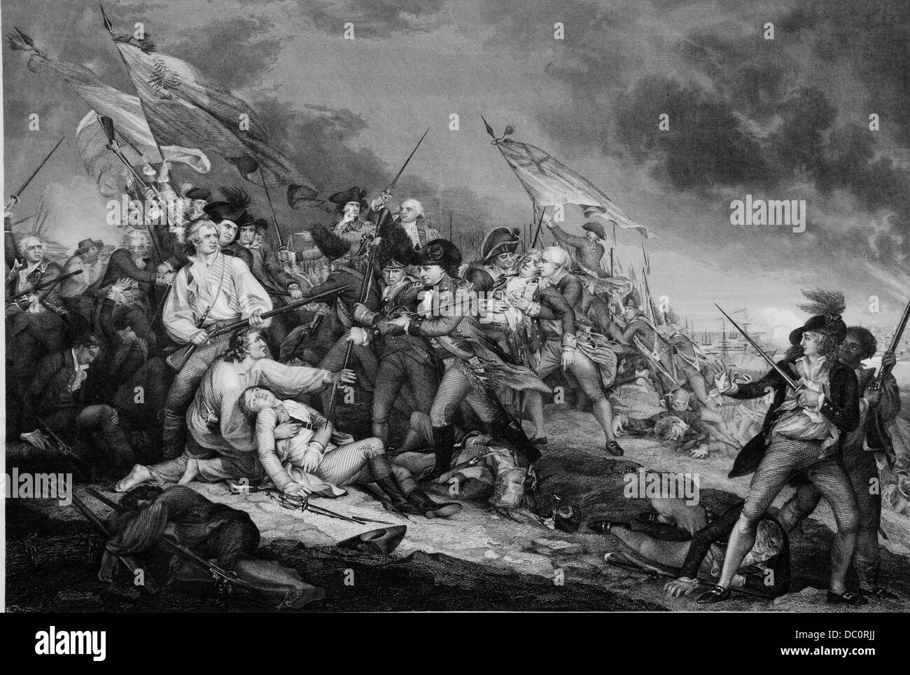 Muerte del general warren en la batalla de bunker hill fotografías e