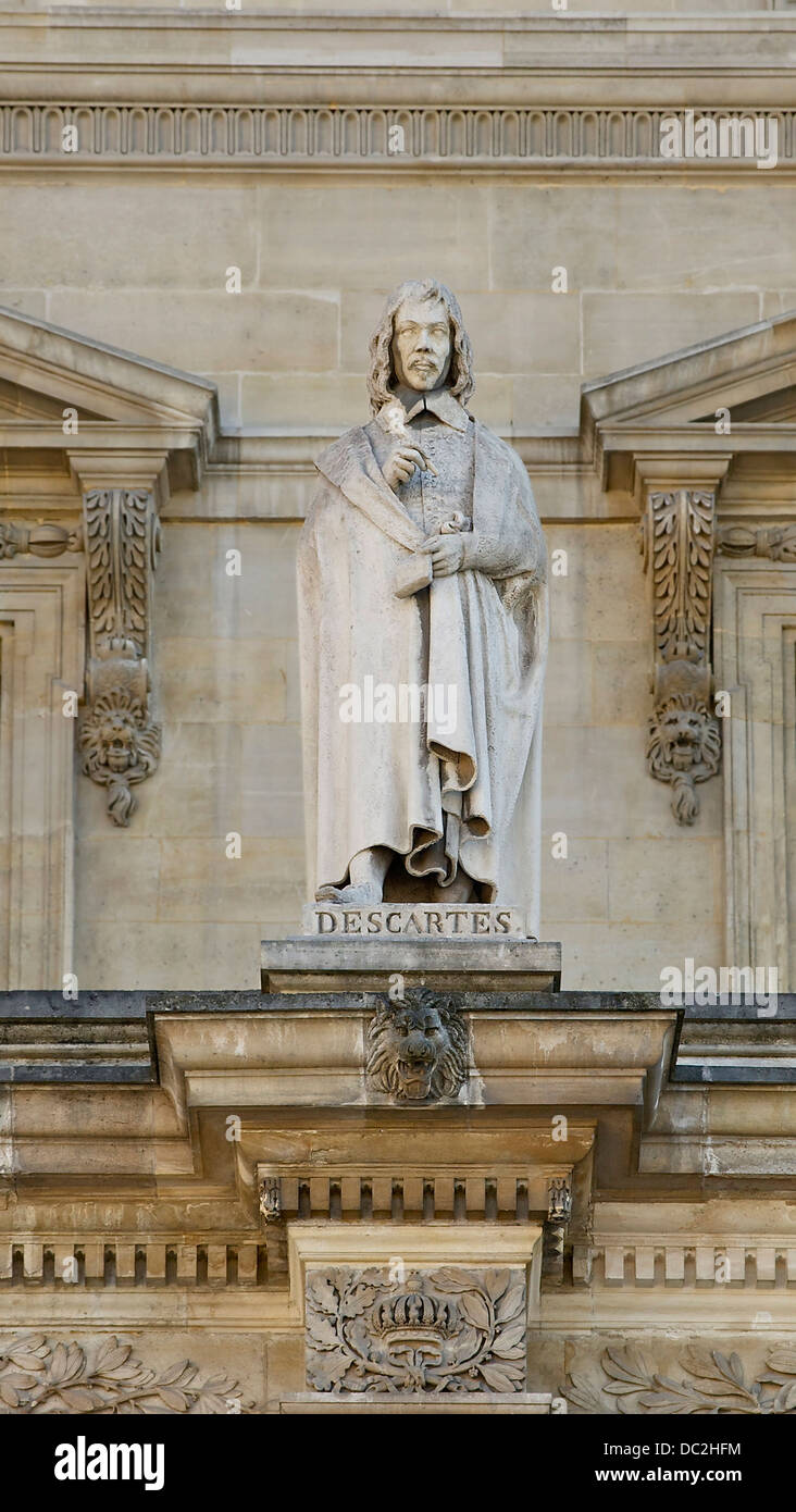 Descartes, por Garraud, ca.1853, Napoleón, el patio del Palacio del Louvre, París, Francia. Foto de stock