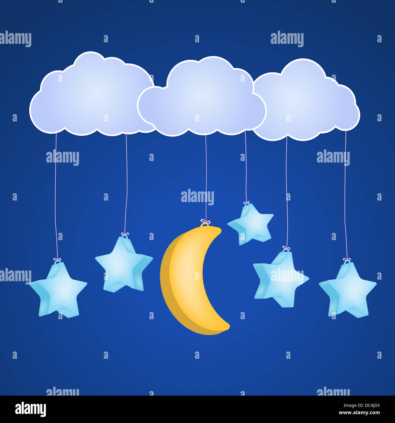 nubes con estrellas la luna colgante Fotografía de - Alamy