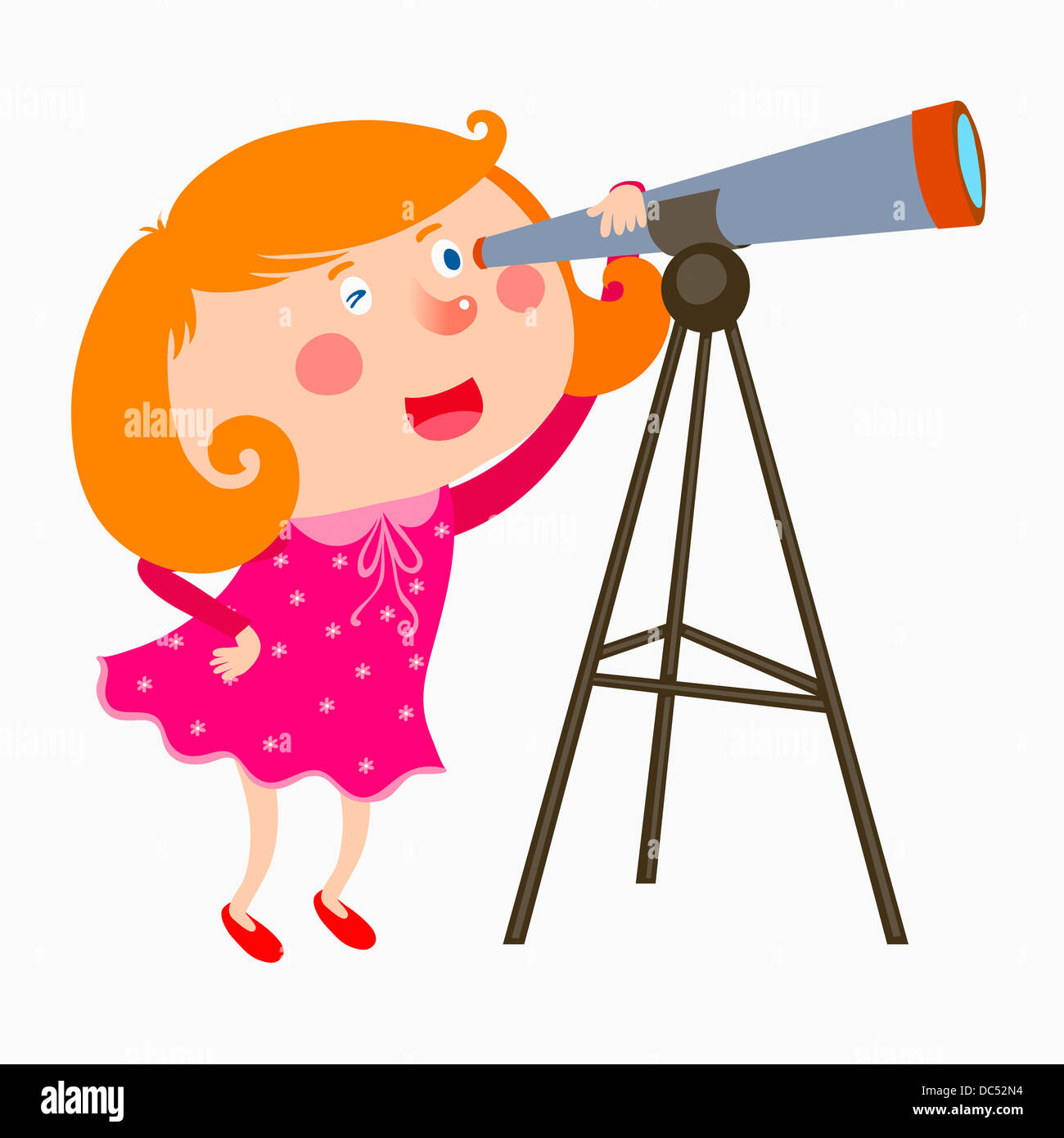 Ilustraci n de un estudiante y telescopio Fotograf a de stock Alamy