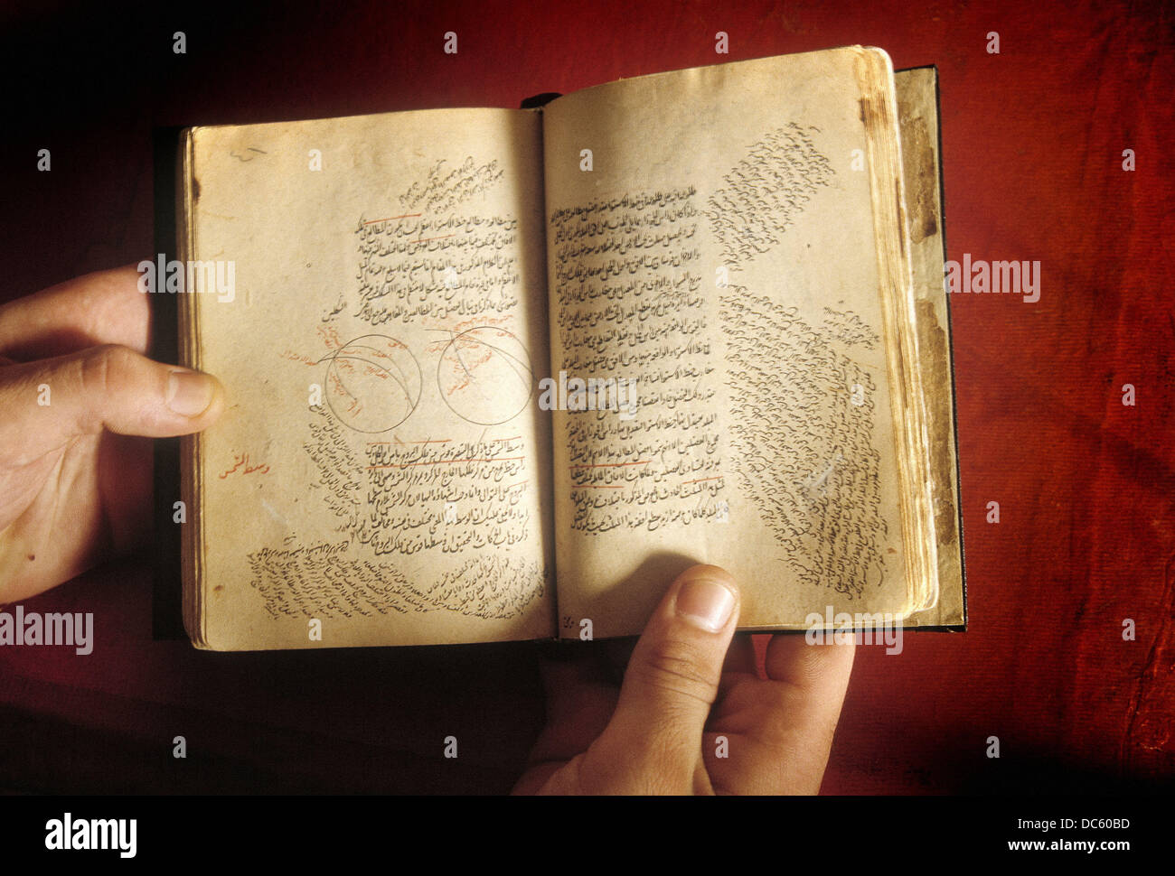Libro astrológico fechada el siglo XV de la Biblioteca de Alejandría. Egipto Foto de stock