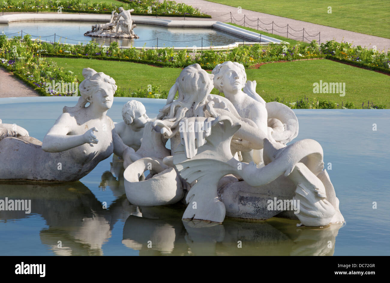 Viena - la fuente del palacio de Belvedere en la mañana Foto de stock