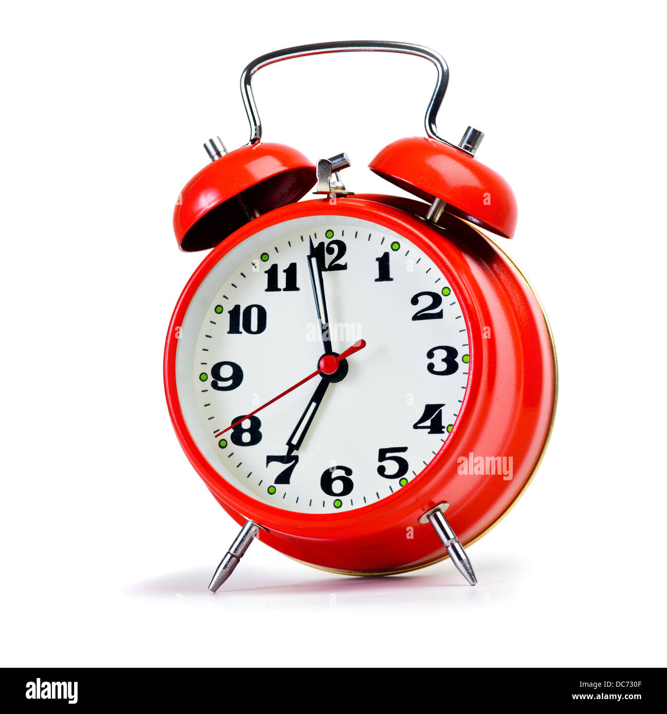 Reloj Despertador retro en blanco. Tamaño enorme foto Foto de stock