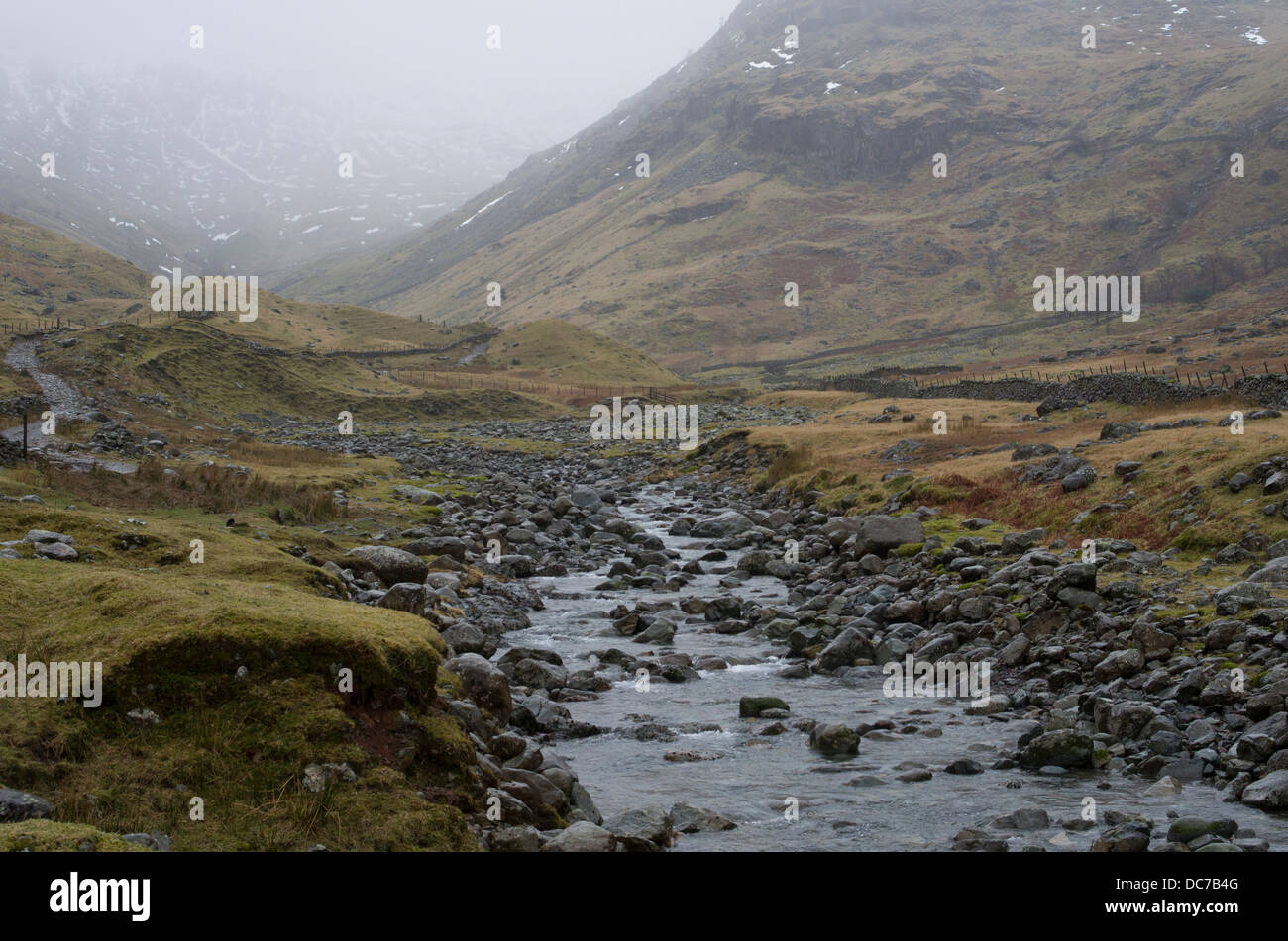 Seathwaite, Lake District National Park, Cumbria. El lugar habitado más lluvioso en Inglaterra. Foto de stock