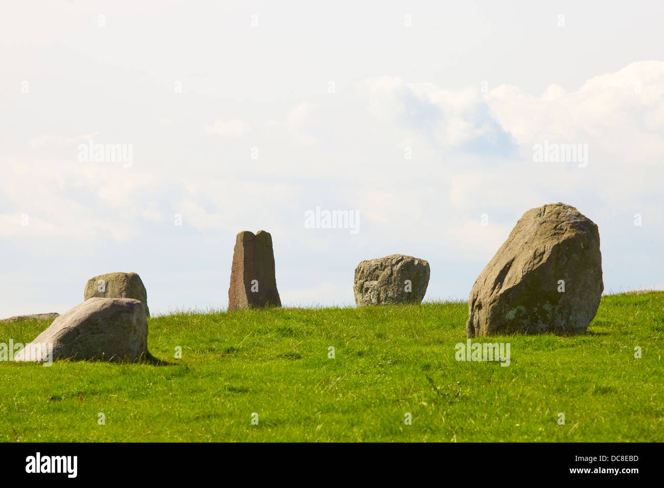 Long Meg y sus hijas prehistóricos megalíticos del Neolítico stone circle permanente cerca de Penrith Cumbria Inglaterra Foto de stock