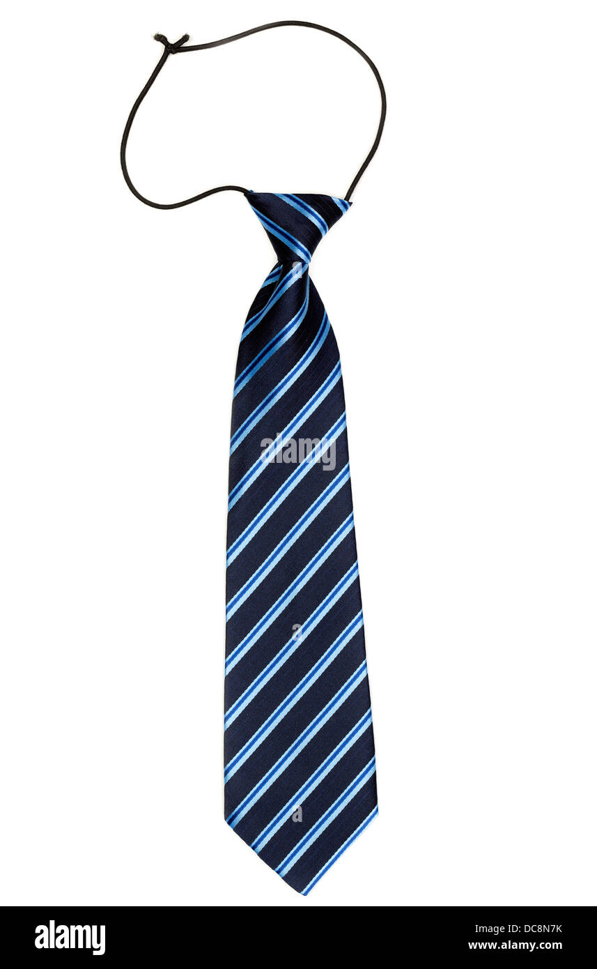 Elegante corbata de rayas con una banda elástica aislado sobre fondo blanco. Foto de stock