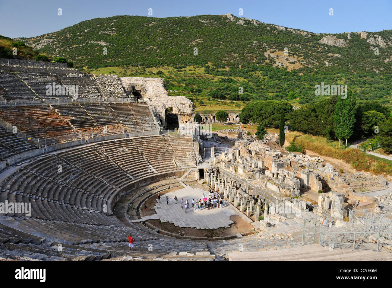 Las ruinas del teatro romano en Efeso, Costa del Mar Egeo, Turquía Foto de stock