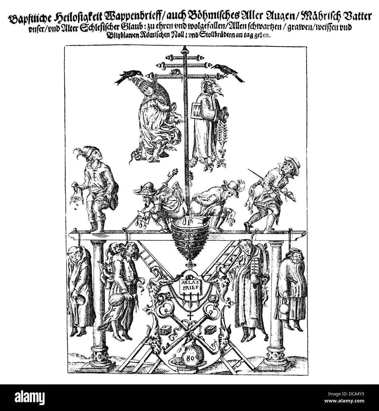 Caricatura del Papado controlado por los jesuitas en el siglo XVI Foto de stock