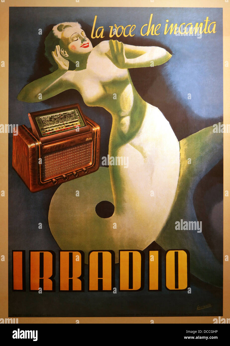 Mermaid.Irradio 1939.la voz Che Incanta.Poster Vintage italiano.la voz que encanta.la voz que encanta. Foto de stock
