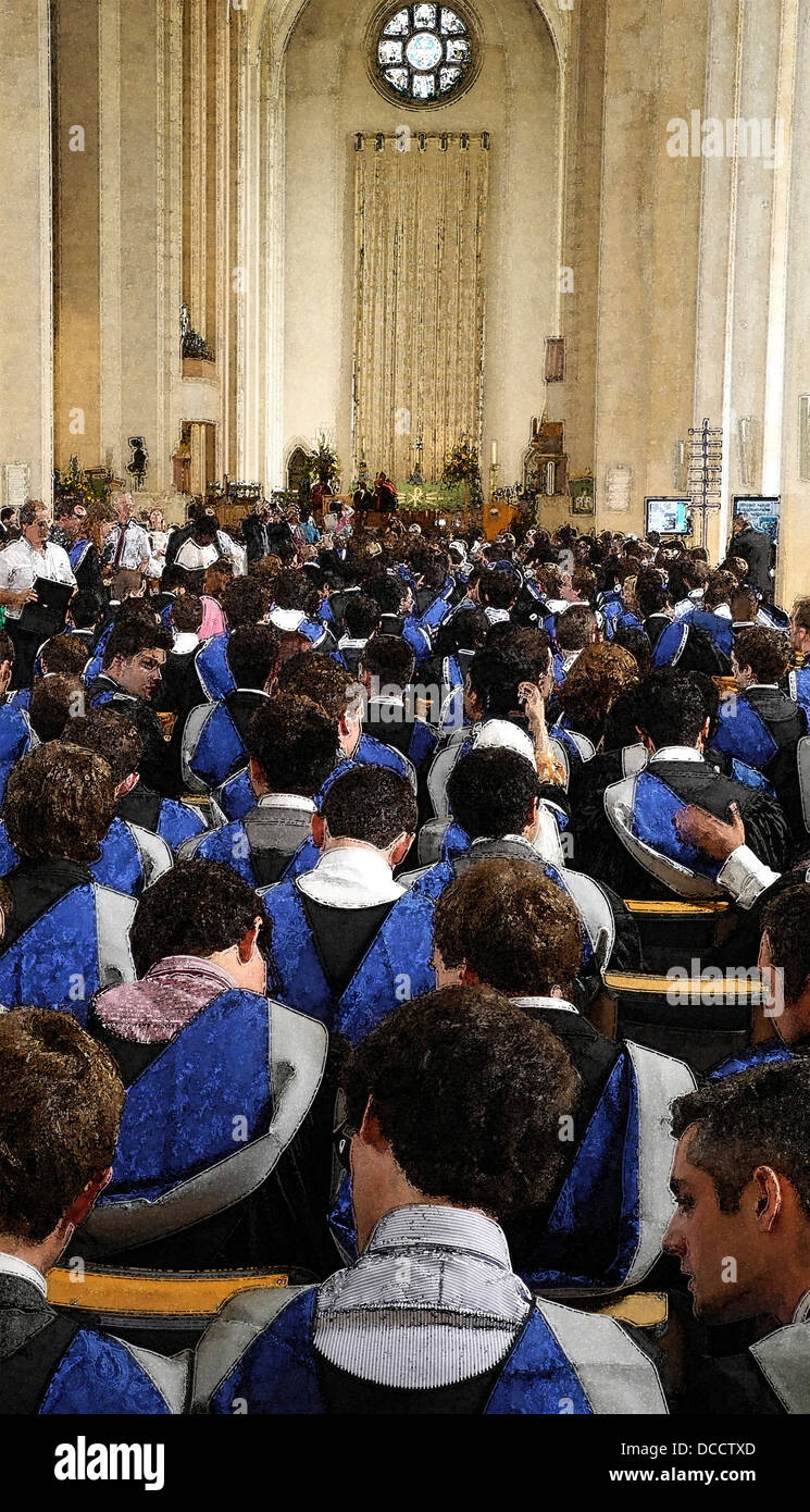 Ilustración de la ceremonia de graduación en una universidad Foto de stock